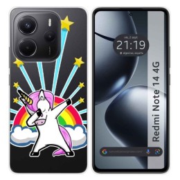 Funda Silicona Transparente para Xiaomi Redmi Note 14 4G diseño Unicornio Dibujos