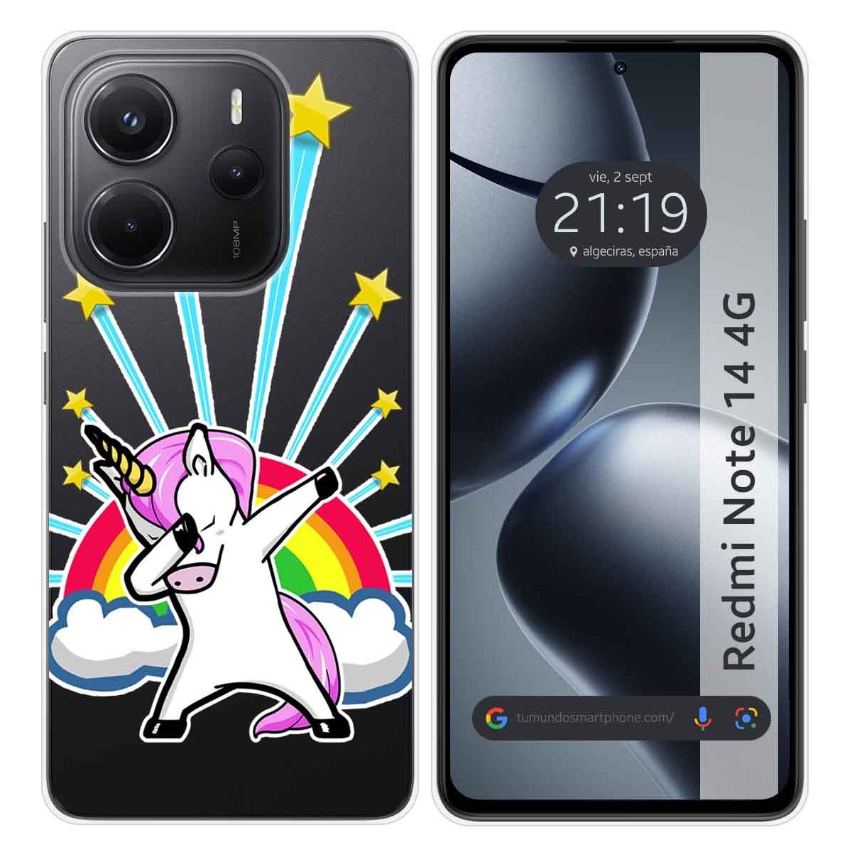 Funda Silicona Transparente para Xiaomi Redmi Note 14 4G diseño Unicornio Dibujos