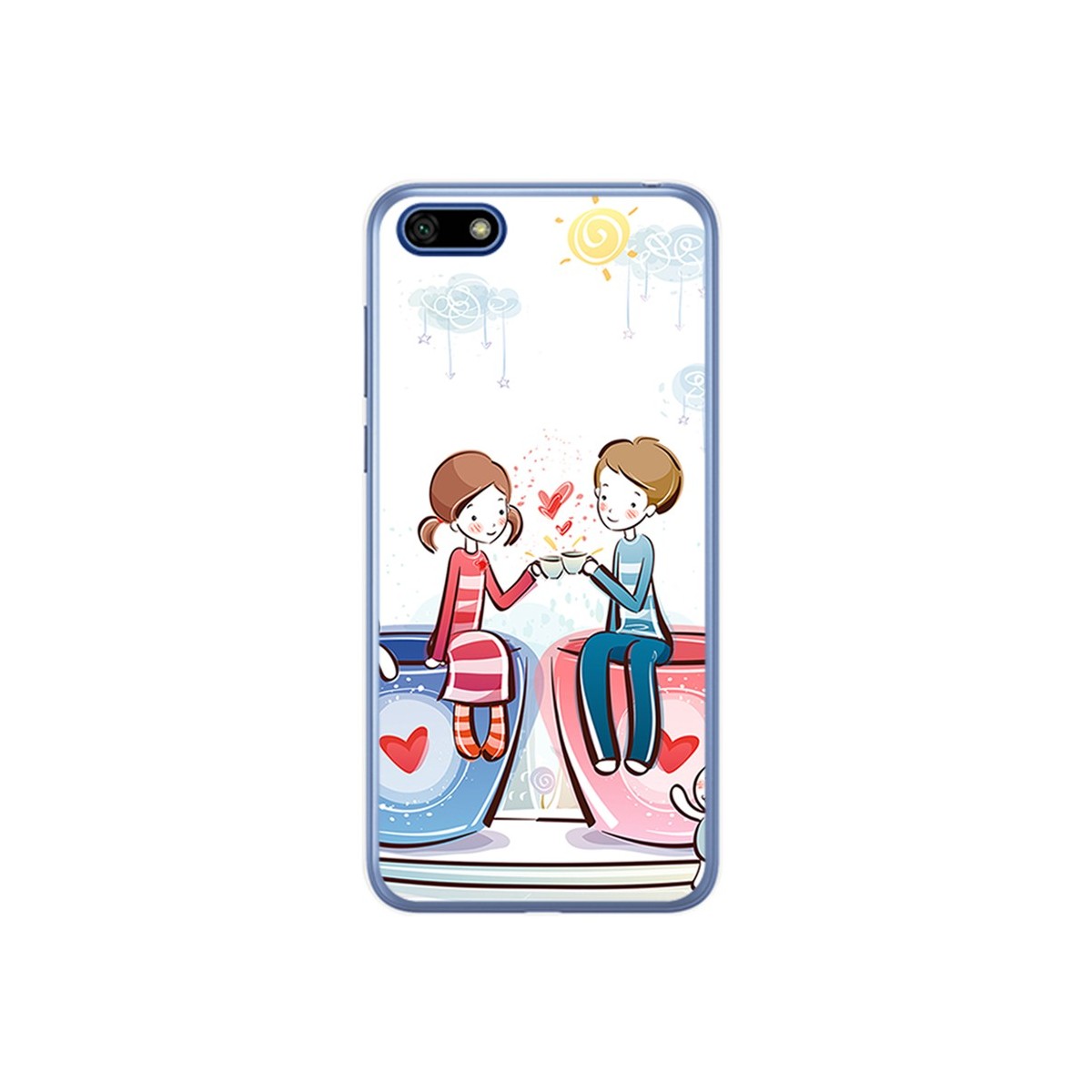 Funda Gel Tpu para Huawei Honor 7S / Y5 2018 Diseño Cafe Dibujos