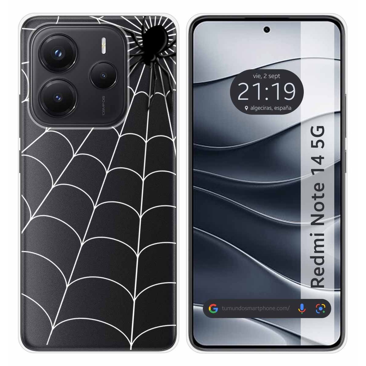 Funda Silicona Transparente para Xiaomi Redmi Note 14 5G diseño Araña Dibujos