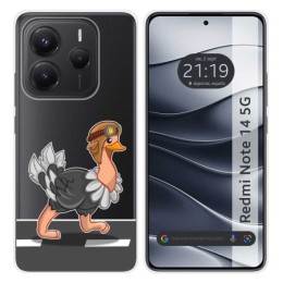 Funda Silicona Transparente para Xiaomi Redmi Note 14 5G diseño Avestruz Dibujos