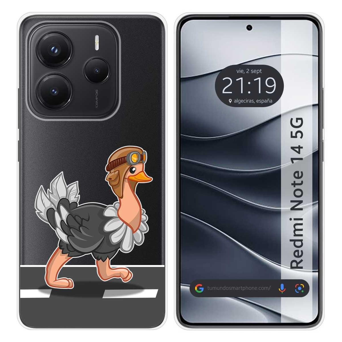 Funda Silicona Transparente para Xiaomi Redmi Note 14 5G diseño Avestruz Dibujos