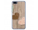 Funda Gel Tpu para Huawei Honor 7S / Y5 2018 Diseño Corazones Madera Dibujos