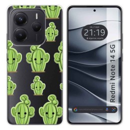 Funda Silicona Transparente para Xiaomi Redmi Note 14 5G diseño Cactus Dibujos