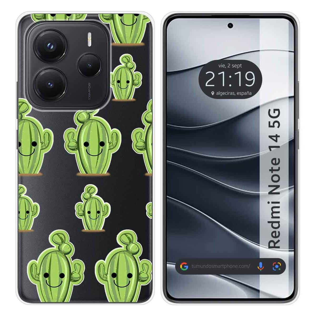 Funda Silicona Transparente para Xiaomi Redmi Note 14 5G diseño Cactus Dibujos