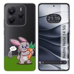 Funda Silicona Transparente para Xiaomi Redmi Note 14 5G diseño Conejo Dibujos