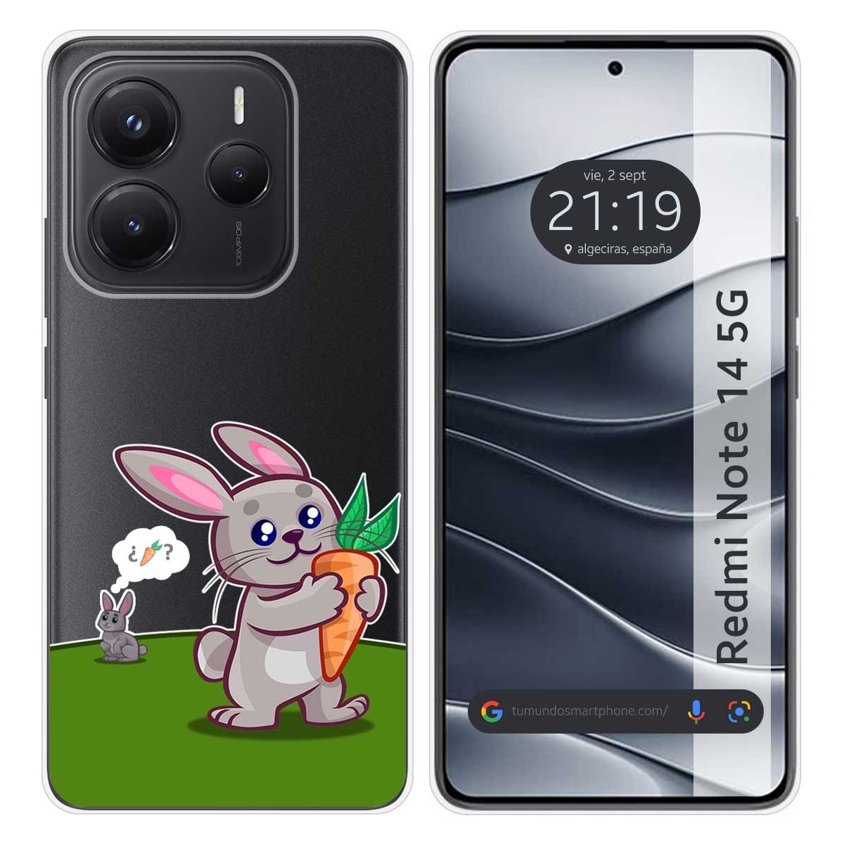 Funda Silicona Transparente para Xiaomi Redmi Note 14 5G diseño Conejo Dibujos