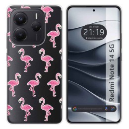 Funda Silicona Transparente para Xiaomi Redmi Note 14 5G diseño Flamenco Dibujos