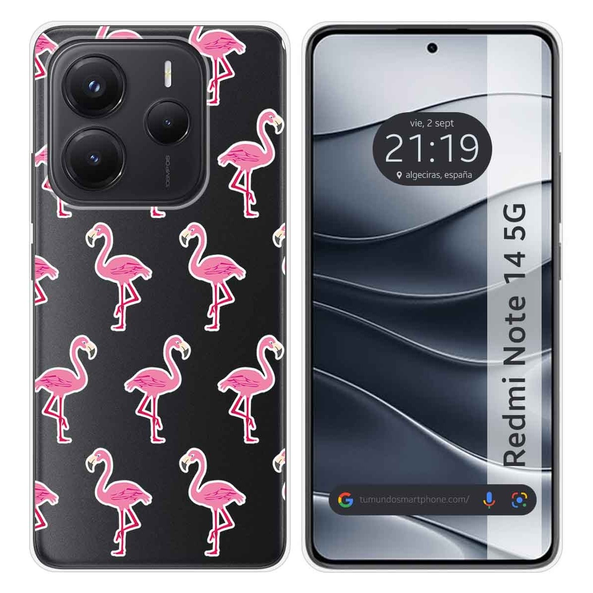 Funda Silicona Transparente para Xiaomi Redmi Note 14 5G diseño Flamenco Dibujos