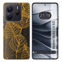 Funda Silicona Transparente para Xiaomi Redmi Note 14 5G diseño Hojas Dibujos