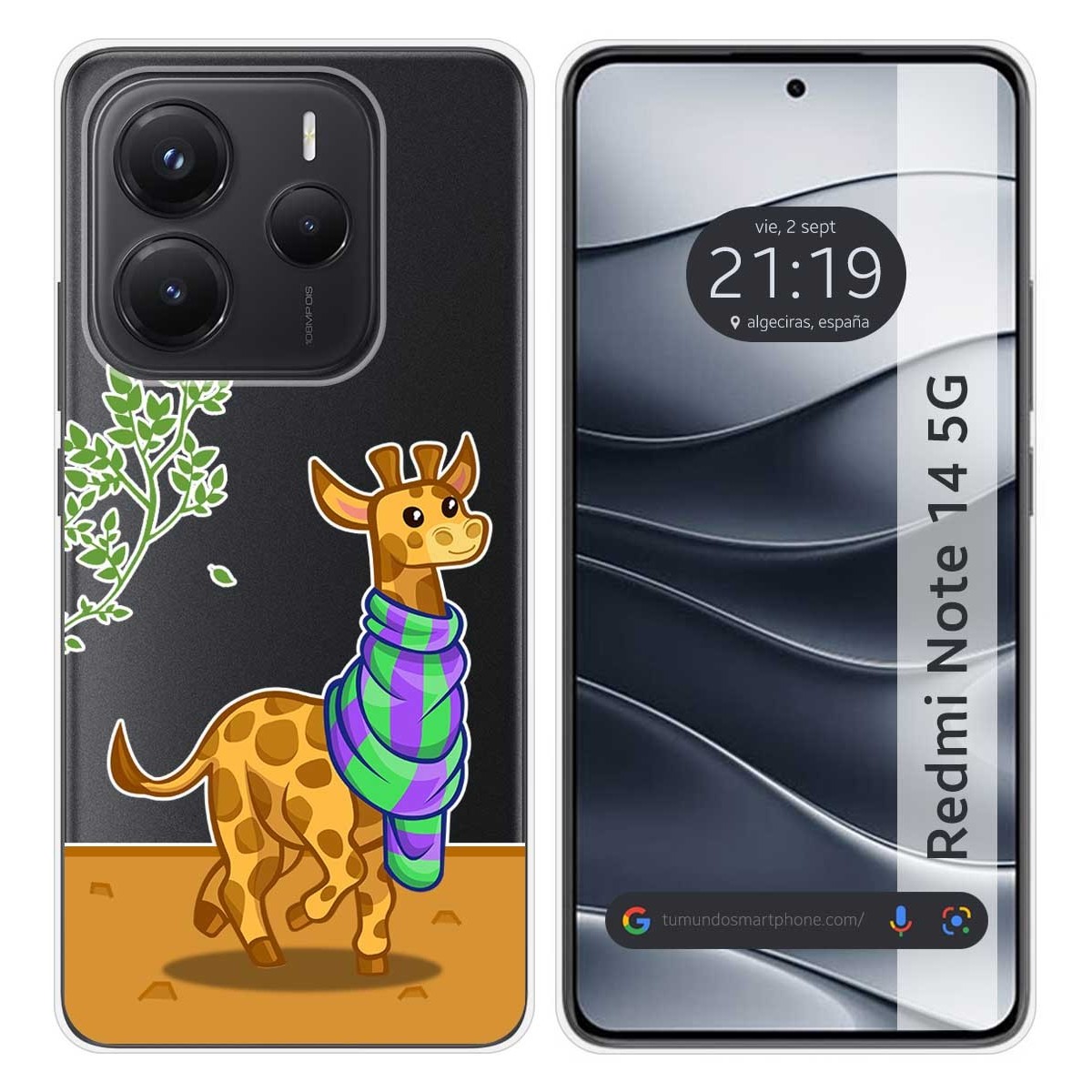 Funda Silicona Transparente para Xiaomi Redmi Note 14 5G diseño Jirafa Dibujos