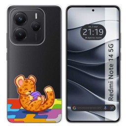 Funda Silicona Transparente para Xiaomi Redmi Note 14 5G diseño Leopardo Dibujos
