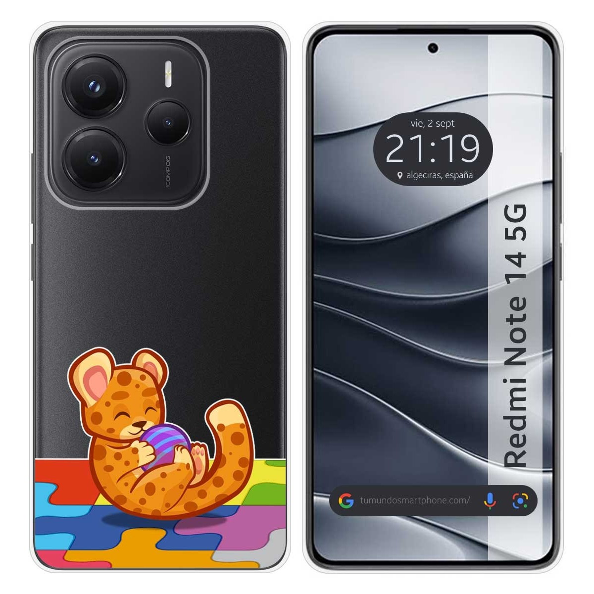 Funda Silicona Transparente para Xiaomi Redmi Note 14 5G diseño Leopardo Dibujos