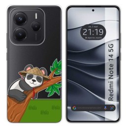Funda Silicona Transparente para Xiaomi Redmi Note 14 5G diseño Panda Dibujos