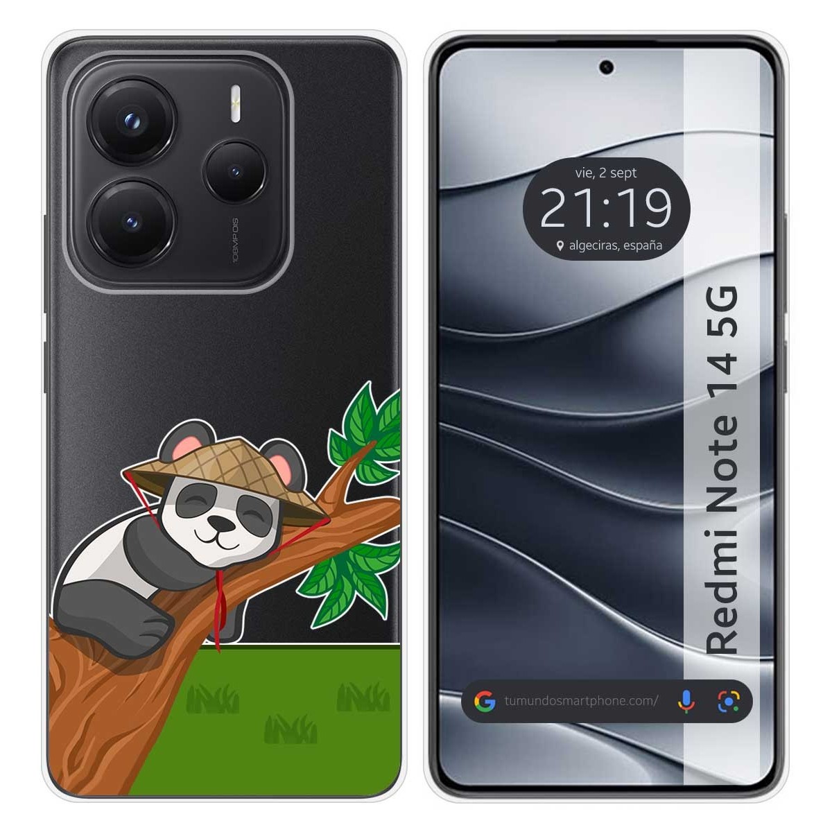 Funda Silicona Transparente para Xiaomi Redmi Note 14 5G diseño Panda Dibujos