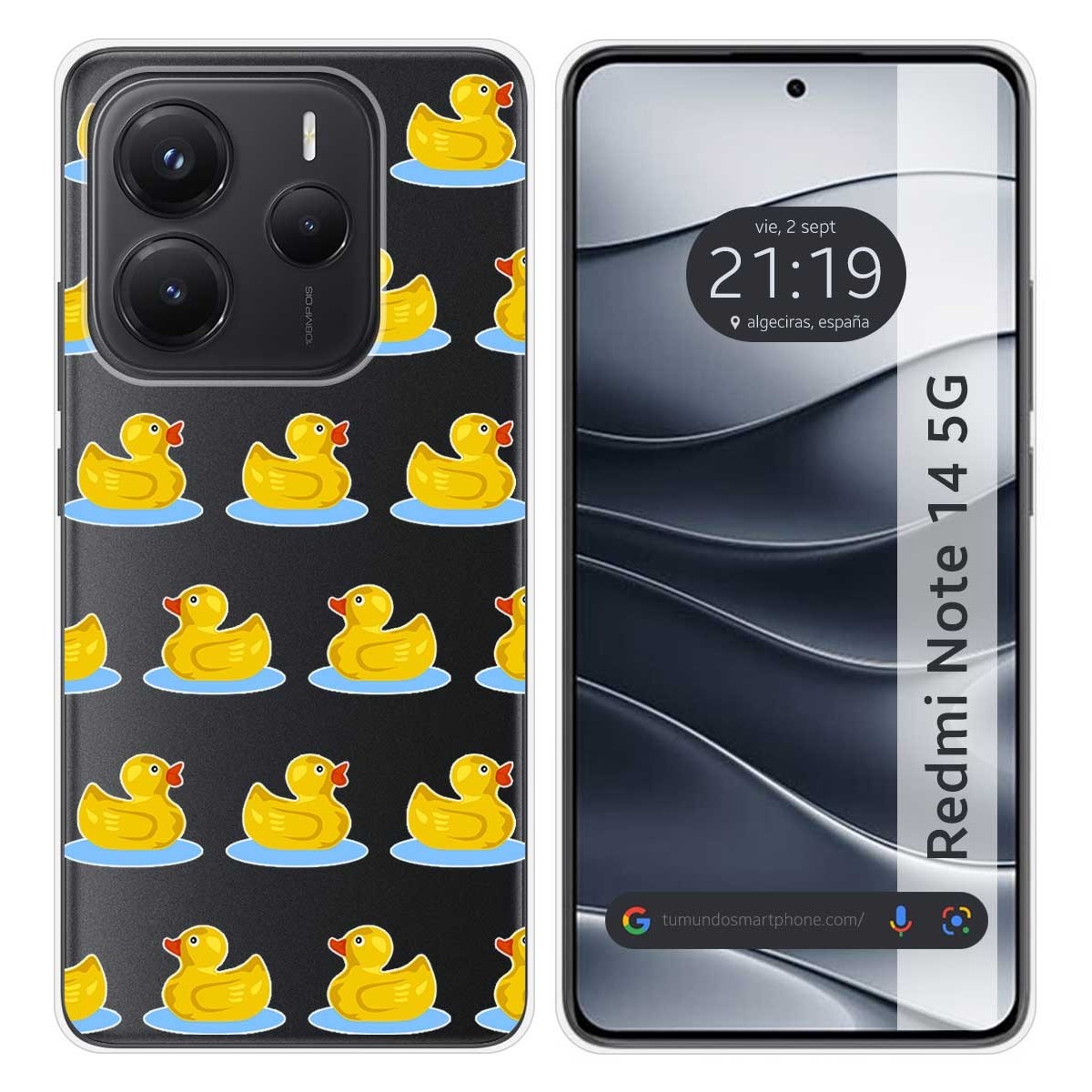 Funda Silicona Transparente para Xiaomi Redmi Note 14 5G diseño Pato Dibujos