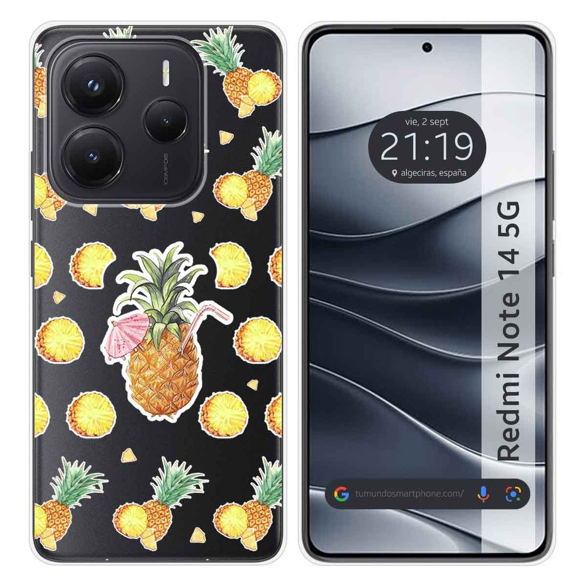 Funda Silicona Transparente para Xiaomi Redmi Note 14 5G diseño Piña Dibujos