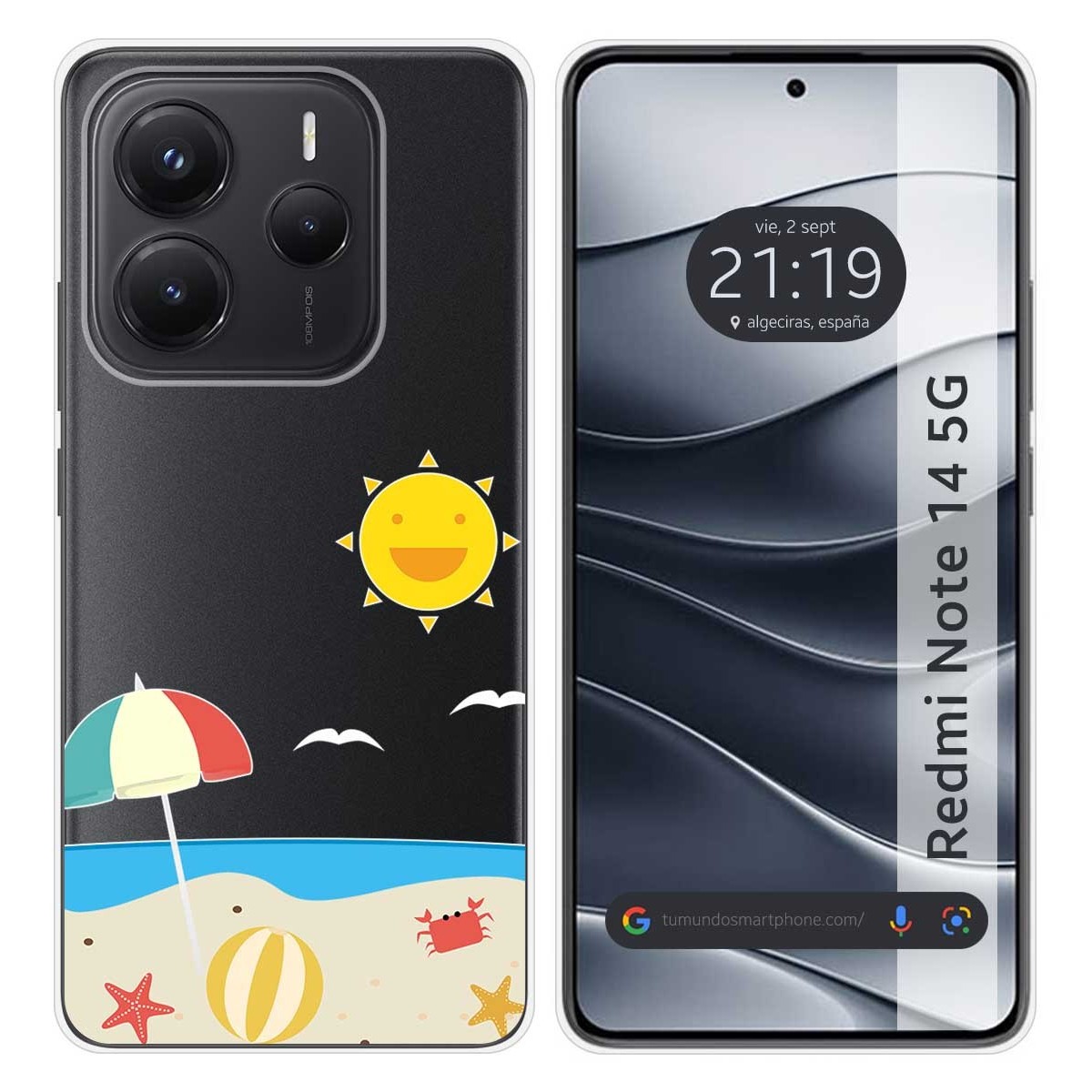 Funda Silicona Transparente para Xiaomi Redmi Note 14 5G diseño Playa Dibujos