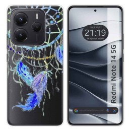 Funda Silicona Transparente para Xiaomi Redmi Note 14 5G diseño Plumas Dibujos