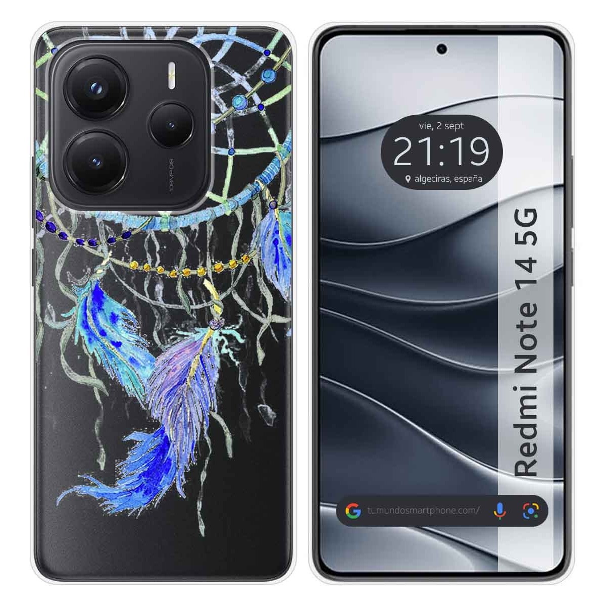 Funda Silicona Transparente para Xiaomi Redmi Note 14 5G diseño Plumas Dibujos