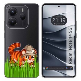 Funda Silicona Transparente para Xiaomi Redmi Note 14 5G diseño Tigre Dibujos