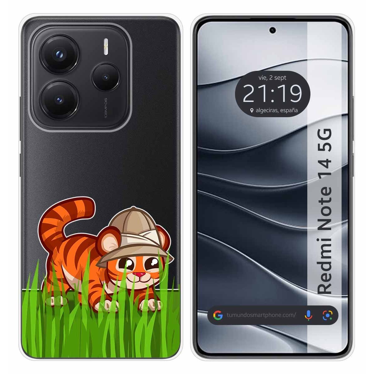 Funda Silicona Transparente para Xiaomi Redmi Note 14 5G diseño Tigre Dibujos