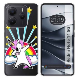 Funda Silicona Transparente para Xiaomi Redmi Note 14 5G diseño Unicornio Dibujos