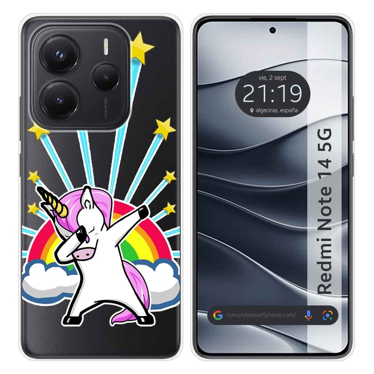 Funda Silicona Transparente para Xiaomi Redmi Note 14 5G diseño Unicornio Dibujos