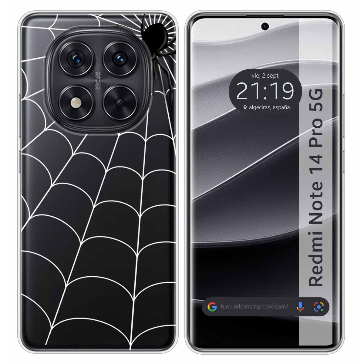 Funda Silicona Transparente para Xiaomi Redmi Note 14 Pro 5G diseño Araña Dibujos