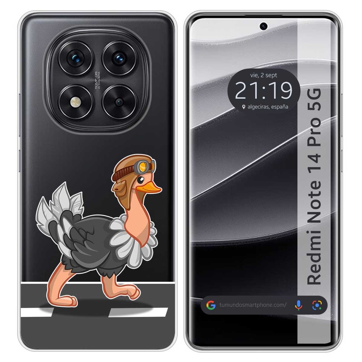 Funda Silicona Transparente para Xiaomi Redmi Note 14 Pro 5G diseño Avestruz Dibujos
