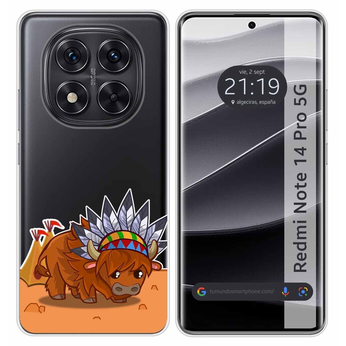 Funda Silicona Transparente para Xiaomi Redmi Note 14 Pro 5G diseño Bufalo Dibujos