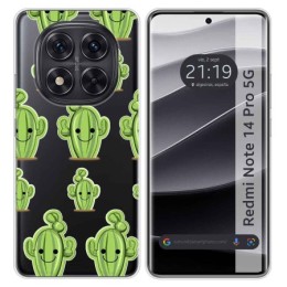 Funda Silicona Transparente para Xiaomi Redmi Note 14 Pro 5G diseño Cactus Dibujos