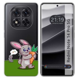 Funda Silicona Transparente para Xiaomi Redmi Note 14 Pro 5G diseño Conejo Dibujos