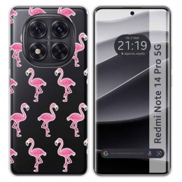 Funda Silicona Transparente para Xiaomi Redmi Note 14 Pro 5G diseño Flamenco Dibujos