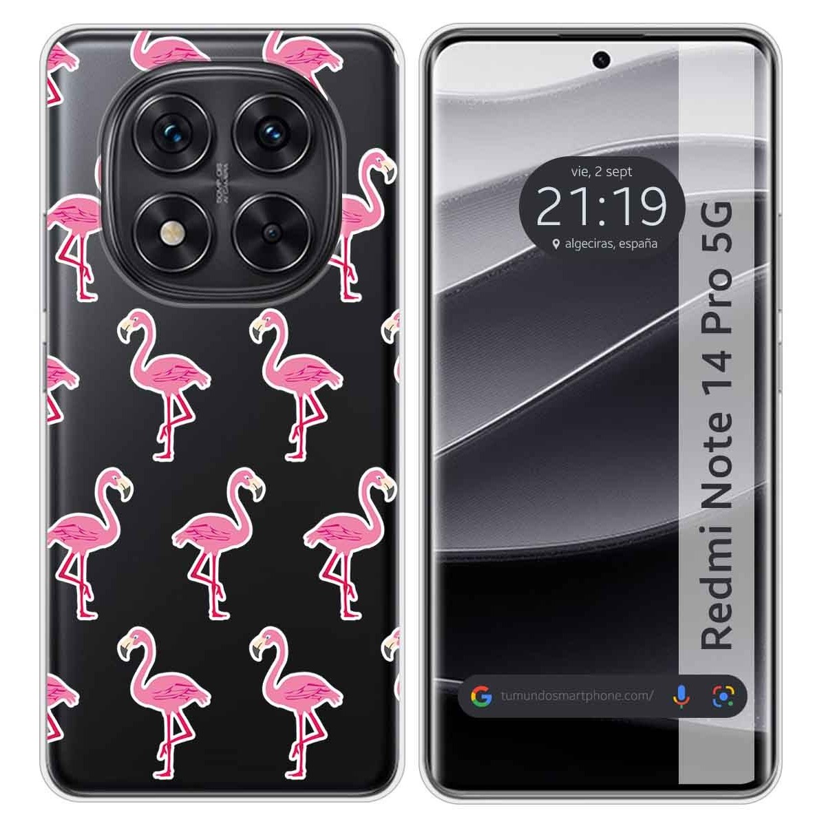 Funda Silicona Transparente para Xiaomi Redmi Note 14 Pro 5G diseño Flamenco Dibujos