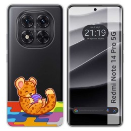Funda Silicona Transparente para Xiaomi Redmi Note 14 Pro 5G diseño Leopardo Dibujos