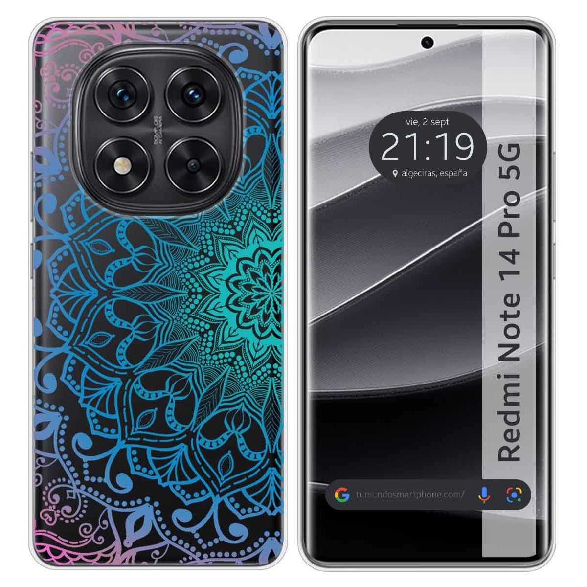 Funda Silicona Transparente para Xiaomi Redmi Note 14 Pro 5G diseño Mandala Dibujos