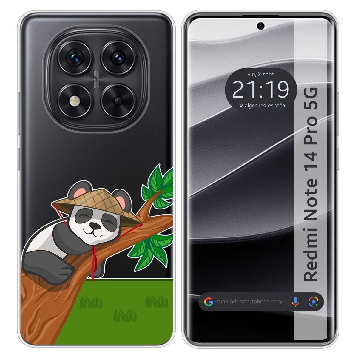 Funda Silicona Transparente para Xiaomi Redmi Note 14 Pro 5G diseño Panda Dibujos
