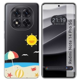 Funda Silicona Transparente para Xiaomi Redmi Note 14 Pro 5G diseño Playa Dibujos