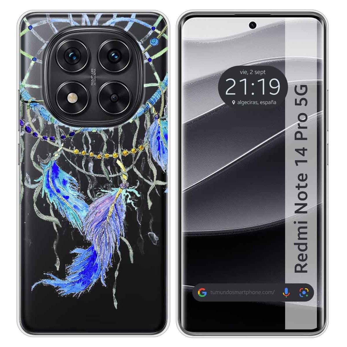 Funda Silicona Transparente para Xiaomi Redmi Note 14 Pro 5G diseño Plumas Dibujos