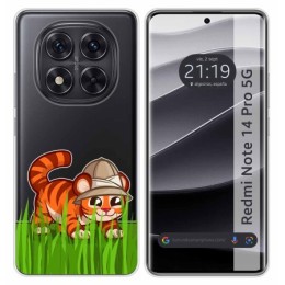 Funda Silicona Transparente para Xiaomi Redmi Note 14 Pro 5G diseño Tigre Dibujos