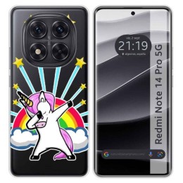 Funda Silicona Transparente para Xiaomi Redmi Note 14 Pro 5G diseño Unicornio Dibujos