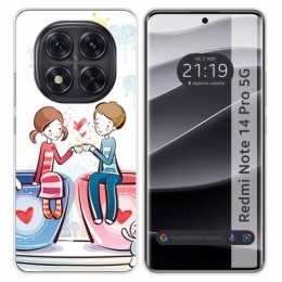 Funda Silicona para Xiaomi Redmi Note 14 Pro 5G diseño Café Dibujos