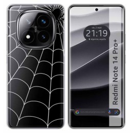 Funda Silicona Transparente para Xiaomi Redmi Note 14 Pro+ Plus 5G diseño Araña Dibujos