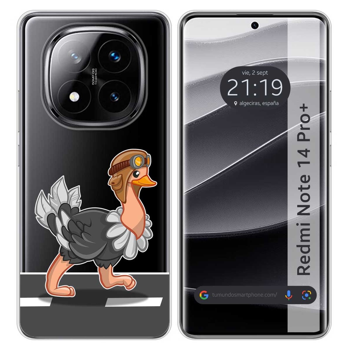 Funda Silicona Transparente para Xiaomi Redmi Note 14 Pro+ Plus 5G diseño Avestruz Dibujos
