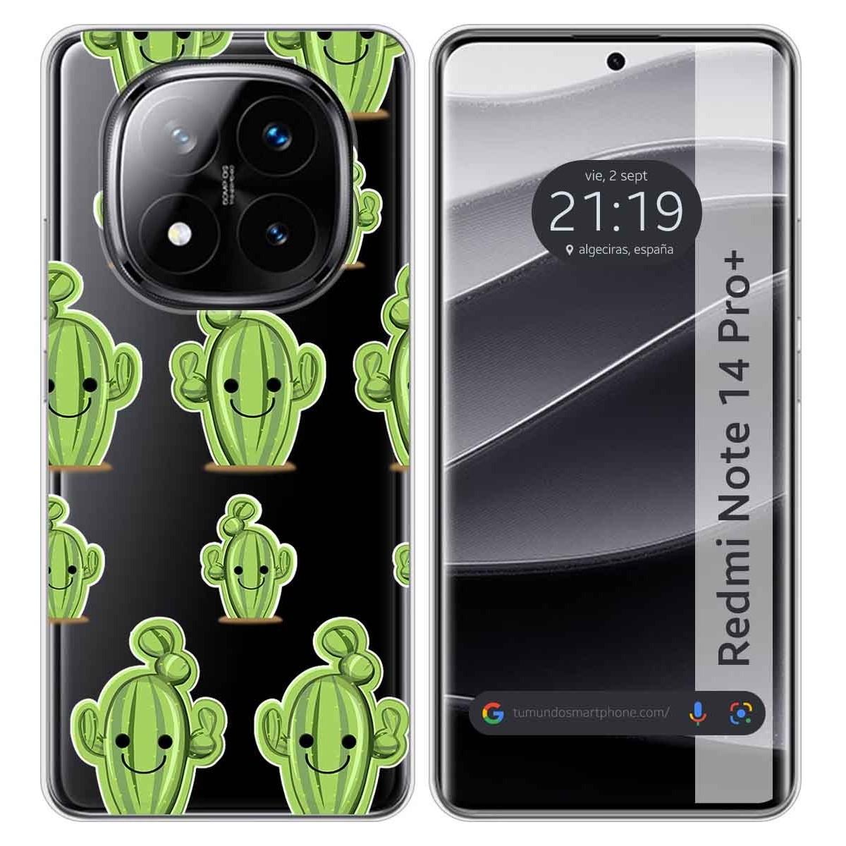 Funda Silicona Transparente para Xiaomi Redmi Note 14 Pro+ Plus 5G diseño Cactus Dibujos