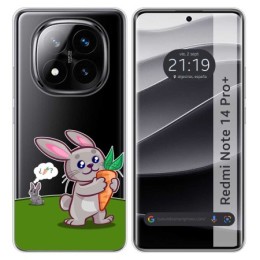 Funda Silicona Transparente para Xiaomi Redmi Note 14 Pro+ Plus 5G diseño Conejo Dibujos