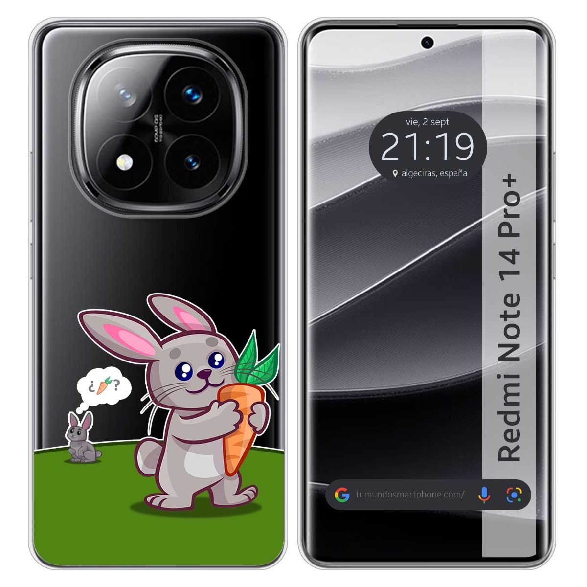 Funda Silicona Transparente para Xiaomi Redmi Note 14 Pro+ Plus 5G diseño Conejo Dibujos