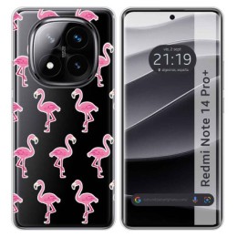 Funda Silicona Transparente para Xiaomi Redmi Note 14 Pro+ Plus 5G diseño Flamenco Dibujos