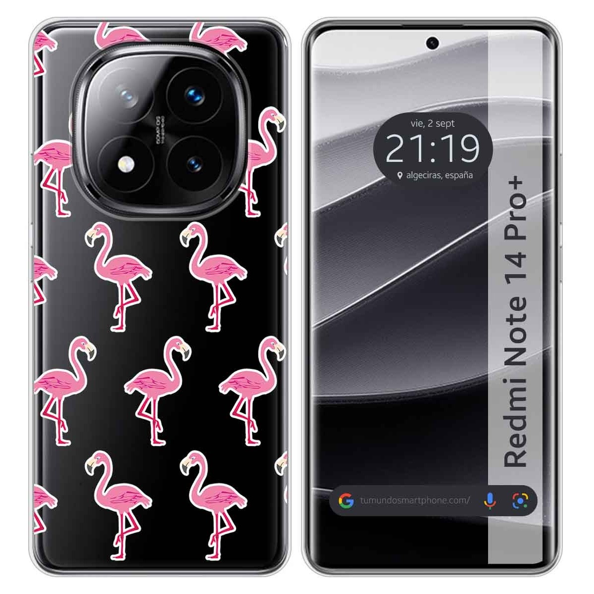 Funda Silicona Transparente para Xiaomi Redmi Note 14 Pro+ Plus 5G diseño Flamenco Dibujos